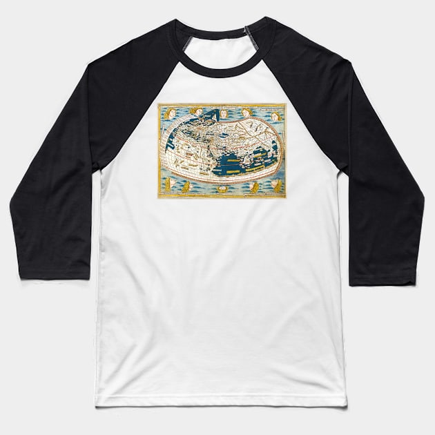 Ulm Ptolemy map of the world from 1482 Baseball T-Shirt by MiRaFoto